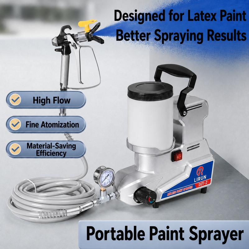 Pulverizador de pintura sin aire portátil, 800 W, 110 V, de alto caudal con salida de 2,5 L/min, 3 ajustes de velocidad y depósito de 2,5 L para paredes, vallas, muebles y pintura látex. Pulverizador de pintura sin aire compacto de alta velocidad, ideal p