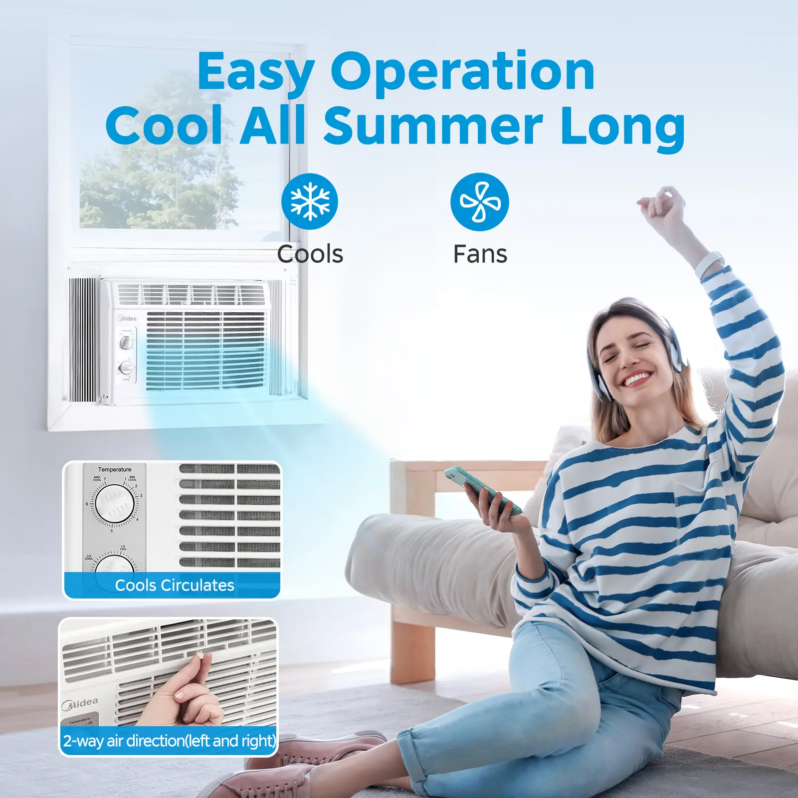 Aire acondicionado de ventana EasyCool de 5.000 BTU: enfría 150 pies cuadrados.