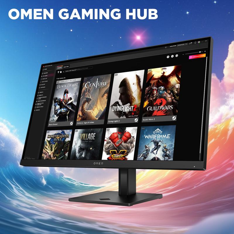 Monitor de escritorio OMEN 27qs G2 de 27 pulgadas, QHD, 280 Hz, plano y listo para juegos. Monitor de alto rendimiento de 26 a 28 pulgadas con diseño refinado, base, organizador de cables y puerto DP para actualización de juegos.