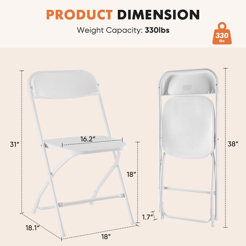 【Oferta de verano】Sillas plegables de plástico Sweet Furniture S con capacidad para 150 kg, sillas plegables de metal resistentes, fáciles de usar y almacenar.