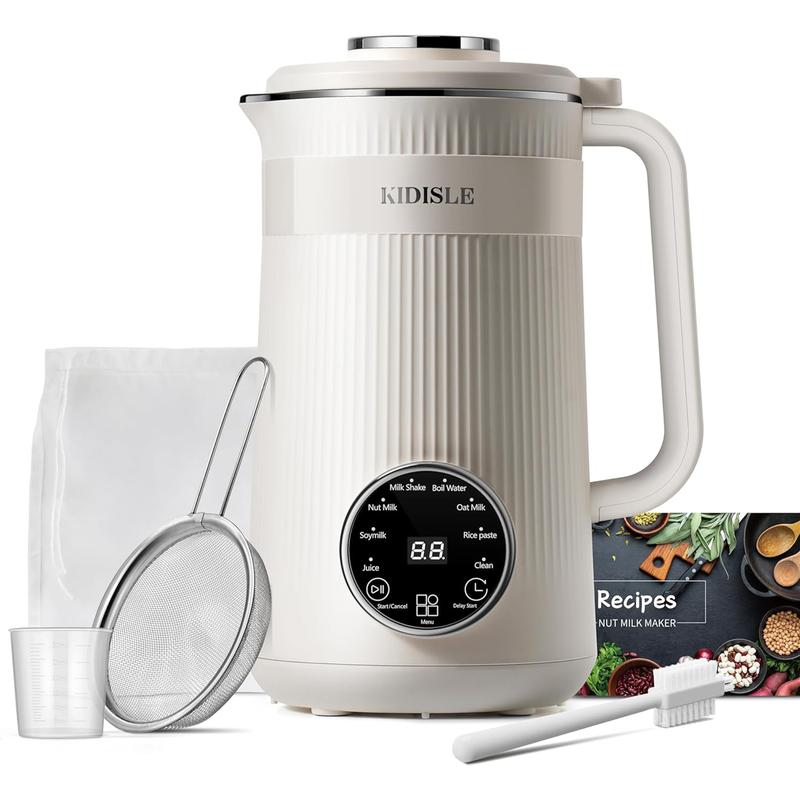 Cafetera y máquina de leche vegetal multifuncional 8 en 1, 946 ml (32 oz), autolimpieza automática, inicio diferido, función para mantener caliente, hierve el agua – Acero inoxidable SummerVibes