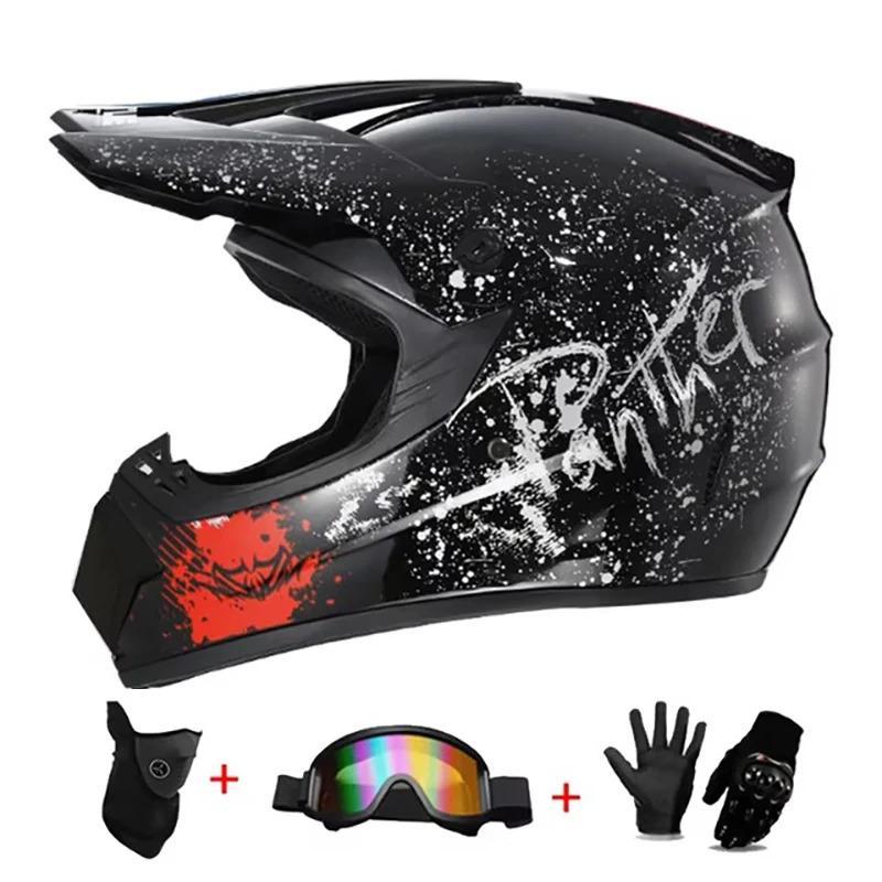Conjunto de casco para motocross con certificación de seguridad para jóvenes y adultos, que incluye guantes y gafas | Equipo de protección de seguridad para motocross, ATV y conducción todoterreno.