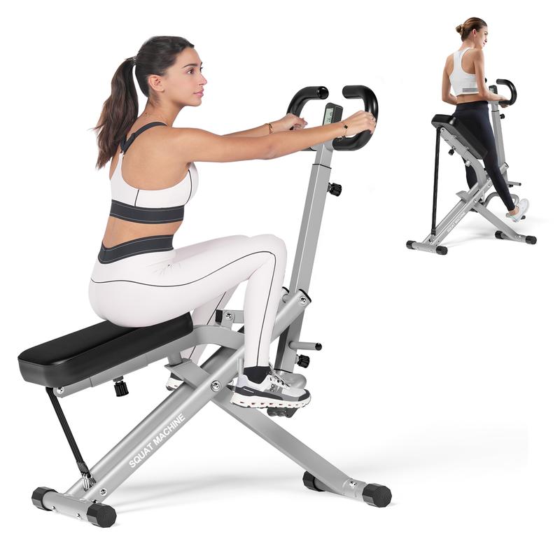Máquina de sentadillas Dland para glúteos, resistencia ajustable, equipo de ejercicio plegable, máquina de ejercicios para piernas con capacidad de peso de 350 libras para mujeres, máquina de remo, TikTokShopBlackFriday Hiit Killer LCD Display
