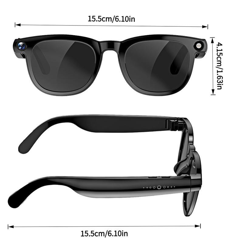 AI Shot Smart Glasses 8MP HD Camera 1080P Video Recording 4GB Internal Storage Wifi Bluetooth Calls Magnetic Charging Free Sun and Transparent Lenses