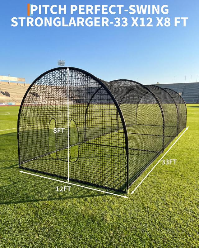 Jaula de bateo de béisbol Garvee de 10 metros con estructura y red - Ideal para entrenamiento en el patio trasero o en el campo, práctica de bateo, lanzamiento y golf.