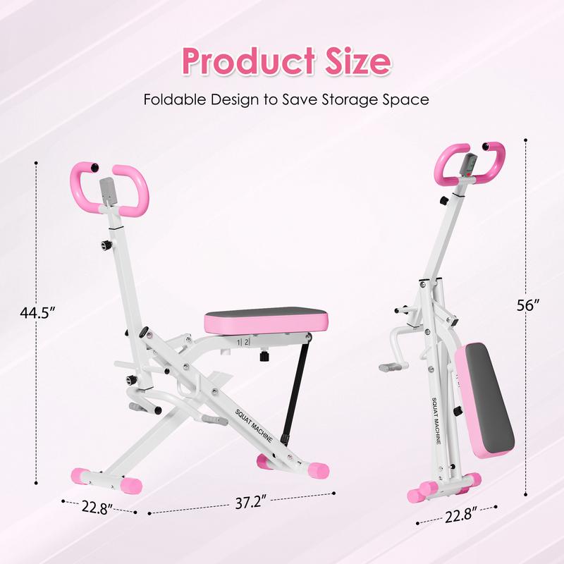 Máquina de sentadillas Dland para glúteos, resistencia ajustable, equipo de ejercicio plegable, máquina de ejercicios para piernas con capacidad de peso de 350 libras para mujeres, máquina de remo, TikTokShopBlackFriday Hiit Killer LCD Display