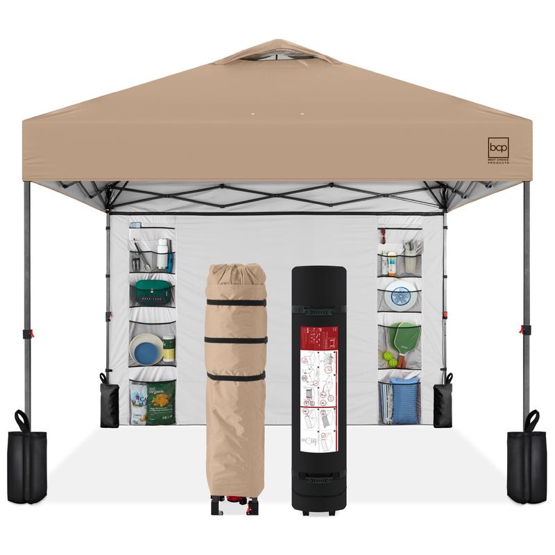 Toldo plegable de fácil montaje de 3x3 metros, tienda portátil con pared lateral, apertura con un solo botón, incluye estuche.