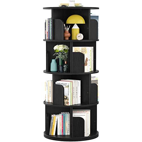 Estantería giratoria Homieasy de 4/5/6 niveles, torre de estantería giratoria de madera con exhibición de 360°, estantería de pie con almacenamiento, estantería giratoria de esquina para espacios pequeños, dormitorio, sala de estudio.
