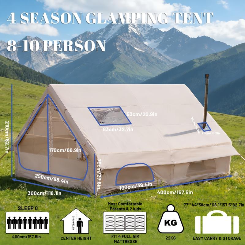 Tienda de campaña inflable grande PAKICETUS con claraboya, ventilación rápida y diseño de malla transpirable, ideal para glamping de verano, con estufa incluida, montaje rápido para familias de 4 a 6 personas, para todas las estaciones, artículos esencial