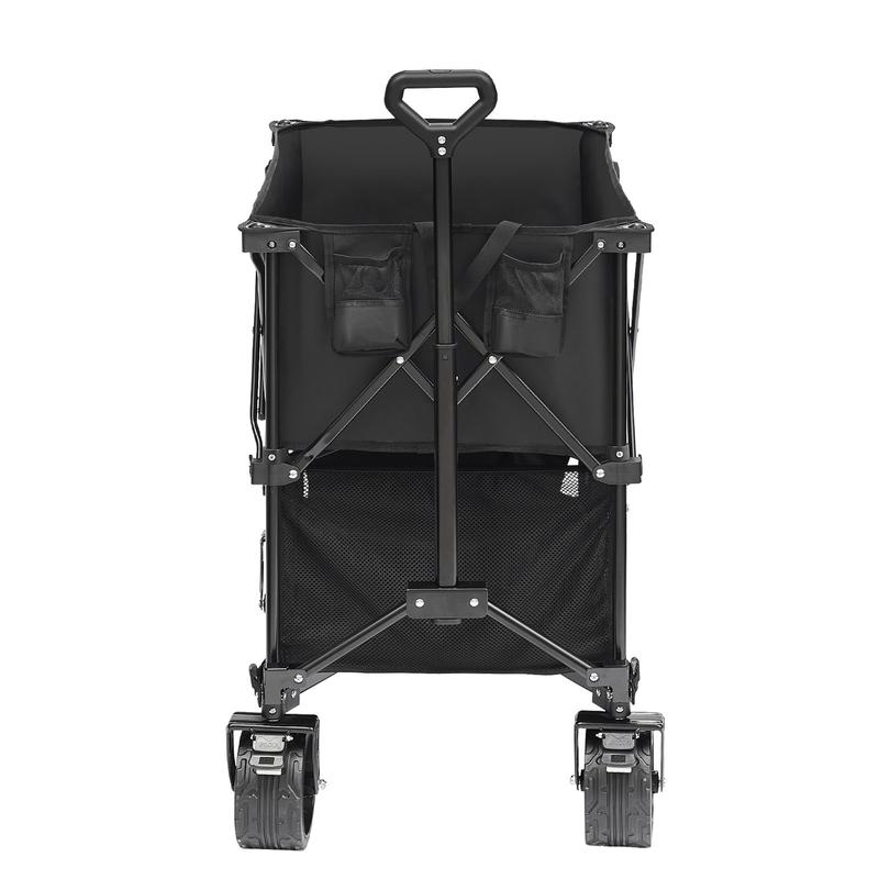 Carro plegable de dos pisos VEVOR con ruedas todoterreno. Carro plegable resistente para camping, compras y jardín. Extensor extralargo de 52 pulgadas.