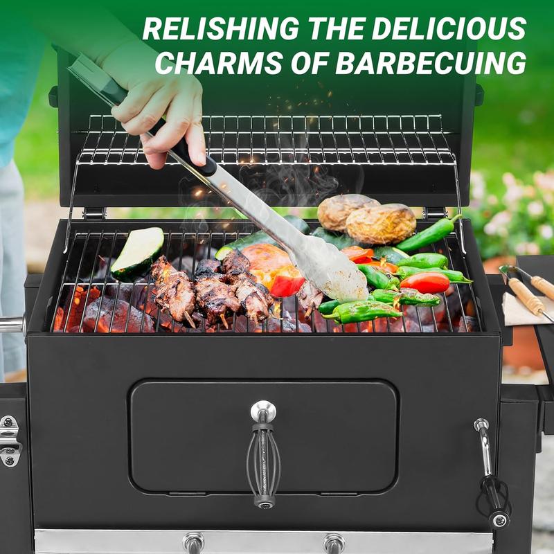 Barbacoa portátil de carbón Ubesgoo de gran tamaño - Área de cocción de 794 pulgadas cuadradas, bandeja de carbón con regulador de calor ajustable, mesa lateral plegable, manivela, ideal para fiestas en patios, jardines y exteriores, y para uso comercial 