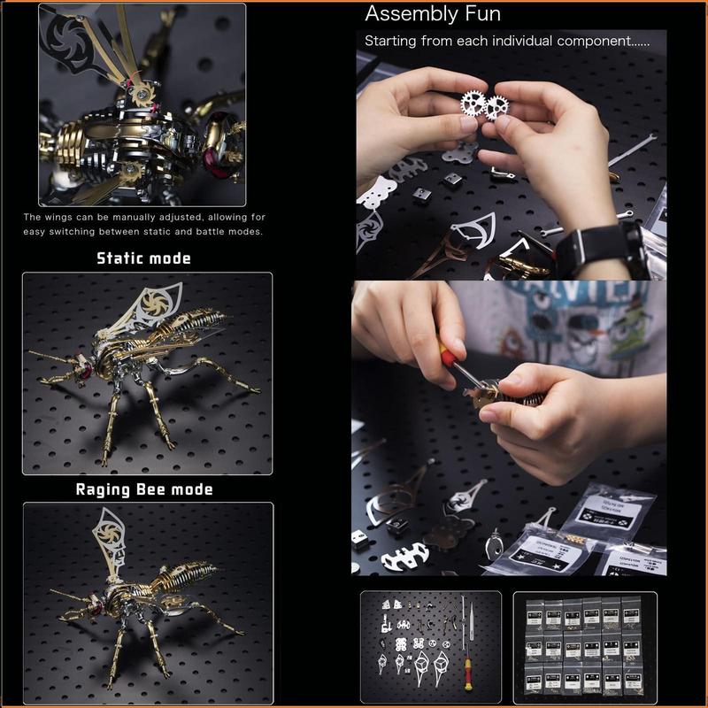 Kit de montaje de modelo metálico 3D de abejorro | Rompecabezas mecha de ciencia ficción #ModeloMetálico3D #KitDeMontaje #CriaturaFantástica #ModeloMecha #RompecabezasMetálico #Steampunk #ColeccionableDIY #DecoraciónDeEscritorio #RegalosParaHombres #Alivi