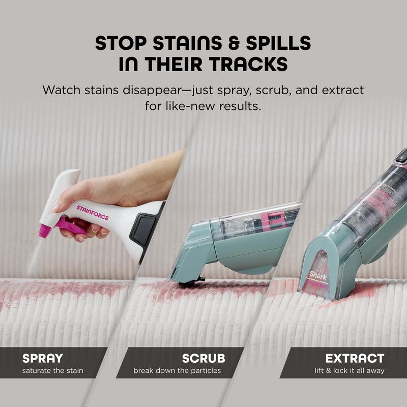 Limpiador de manchas y suciedad portátil Shark StainForce con estuche de almacenamiento y boquilla para ranuras - HX101