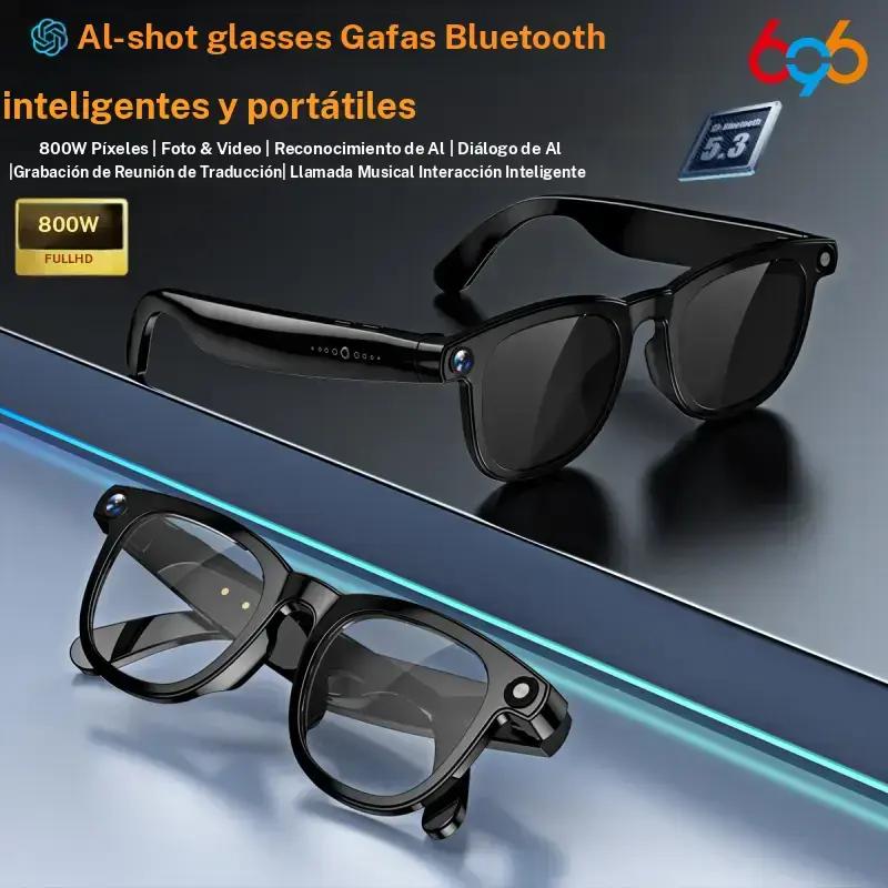 AI Shot Smart Glasses 8MP HD Camera 1080P Video Recording 4GB Internal Storage Wifi Bluetooth Calls Magnetic Charging Free Sun and Transparent Lenses