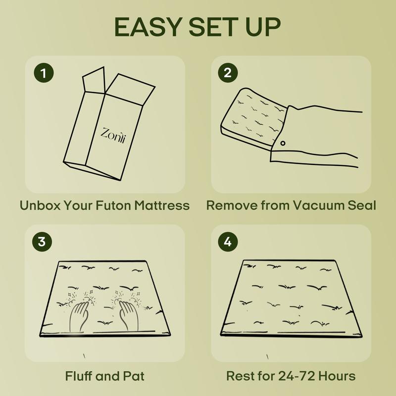 Colchón futón plegable ZONLI Classic 100% algodón para suelo, suave y cómodo - Esterilla tatami plegable, cama plegable y compresible para adultos, colchoneta portátil para dormitorio, regalo ideal para la familia, colchón plegable y compresible, regreso