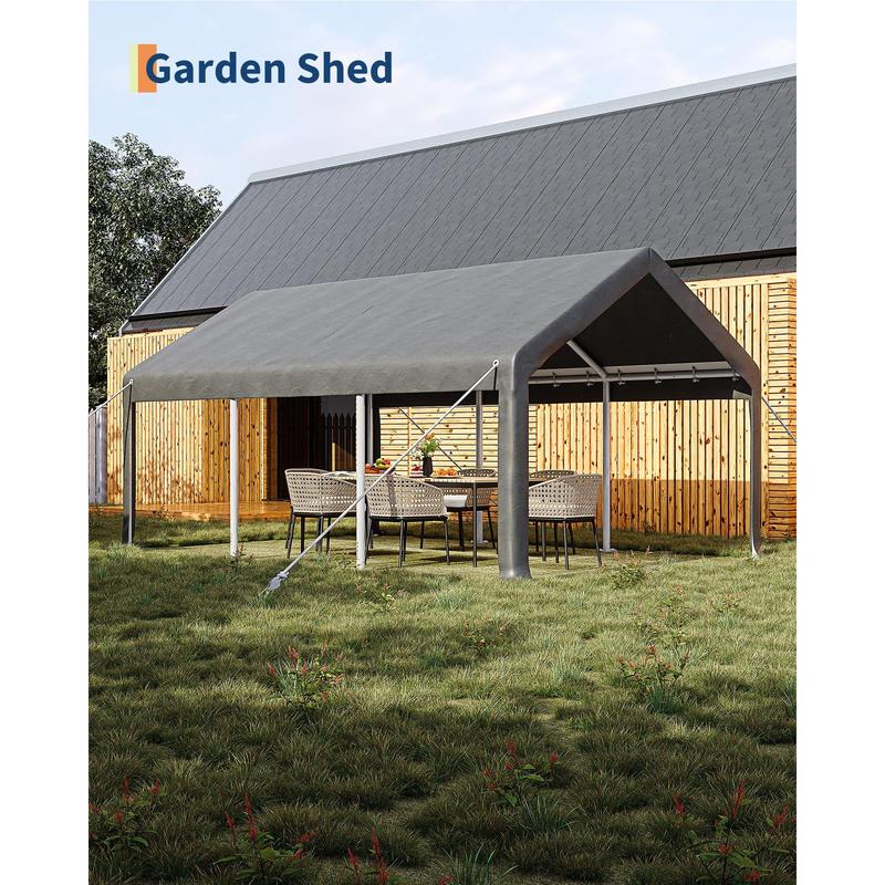 Cochera/garaje portátil resistente de 3,6 x 6 m, toldo de lona de PE de 200 g con 2 puertas enrollables y 4 ventanas, refugio de almacenamiento exterior para camionetas, SUV, barcos y eventos, disponible en caqui, gris y blanco.