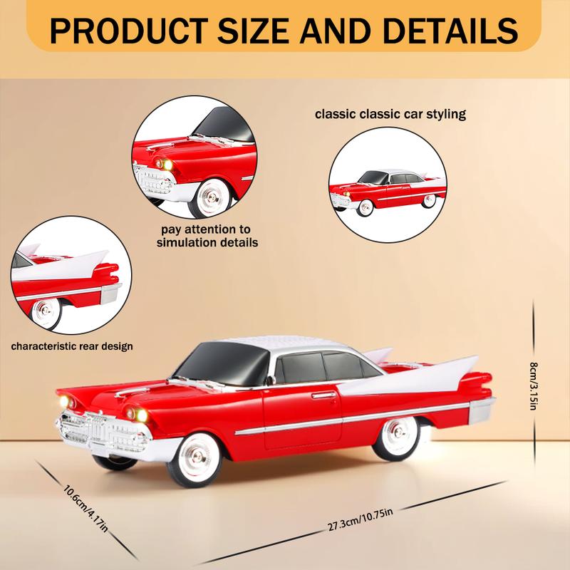 Altavoz Bluetooth WSTER WS-1965 réplica de muscle car clásico con luces LED, batería recargable y audio portátil para amantes de los coches.