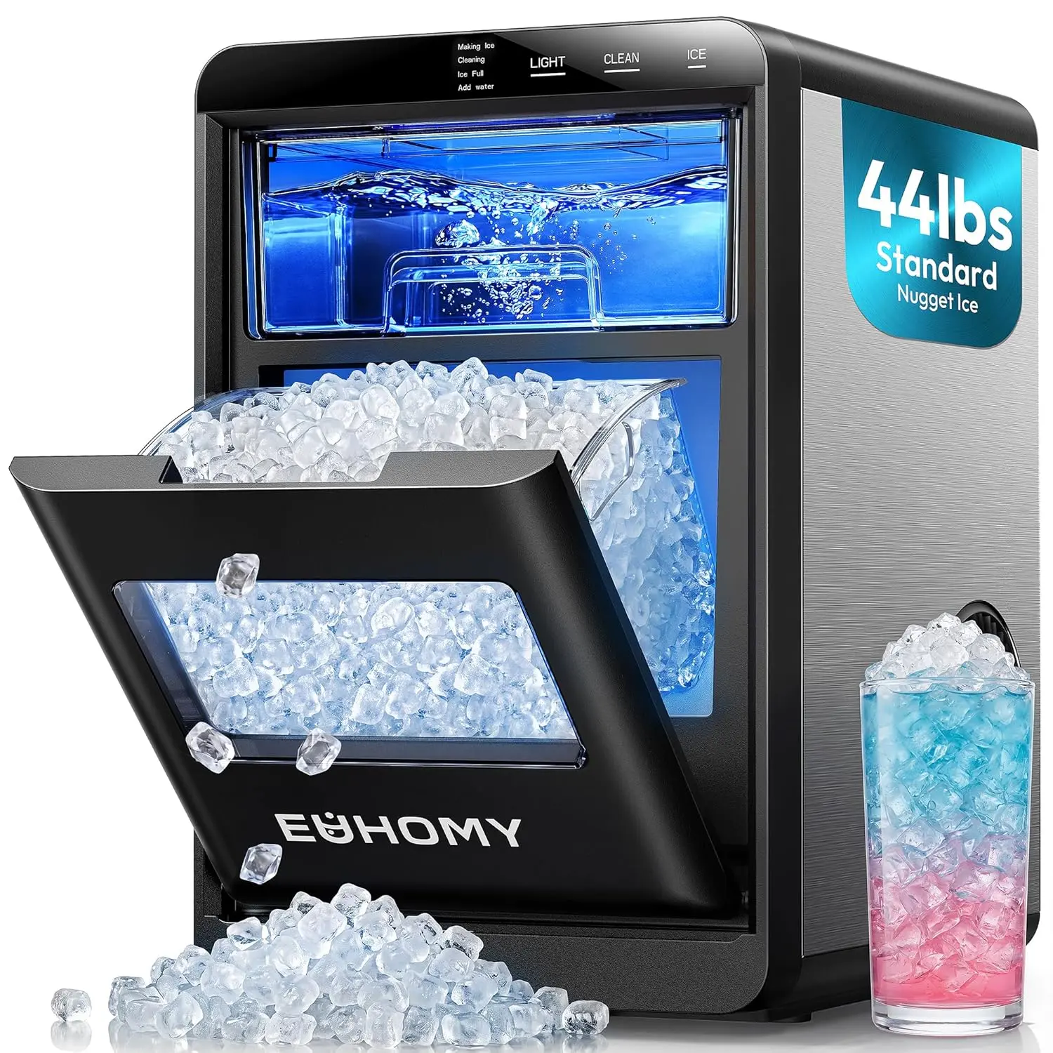 Máquina de hielo en pepitas: capacidad de 44 libras/24 horas y autolimpieza