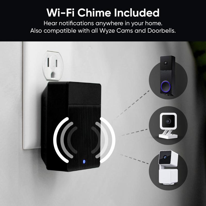 Timbre Wyze Duo Cam: funciona con batería e inalámbrico. Cámara de timbre inteligente Ring, soporte adhesivo, visión de cuerpo entero, calidad 2K, comunicación bidireccional y visión nocturna a color.