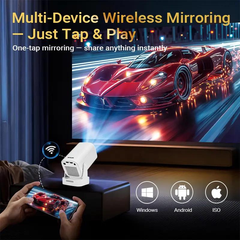 Proyector HY260 Pro con enfoque automático, compatible con 4K, 330 ANSI, Wi-Fi 6 dual, Bluetooth 5.4, resolución 1080p nativa, corrección trapezoidal automática, Android 11, altavoz integrado Allwinner H713, cine en casa, películas al aire libre, Summervi