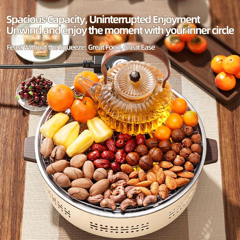 Parrilla portátil multifunción 2 en 1 Aoran, con funcionamiento a carbón y eléctrico, ideal para asar, cocinar y hervir agua; perfecta para reuniones familiares y acampadas al aire libre.