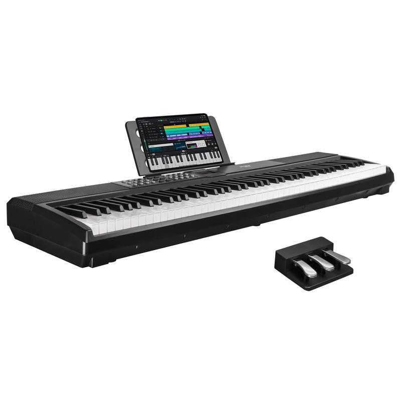 Teclado STRICH de 88 teclas contrapesadas con pedal de sustain, piano digital con acción de martillo, altavoces integrados de 2x15W, teclado de piano eléctrico de tamaño completo compatible con conexión USB-MIDI/inalámbrica, SDP-120 Regalo para el Día del