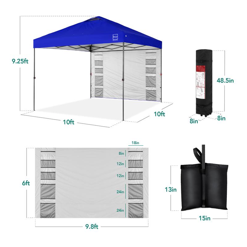 Toldo plegable de fácil montaje de 3x3 metros, tienda portátil con pared lateral, apertura con un solo botón, incluye estuche.