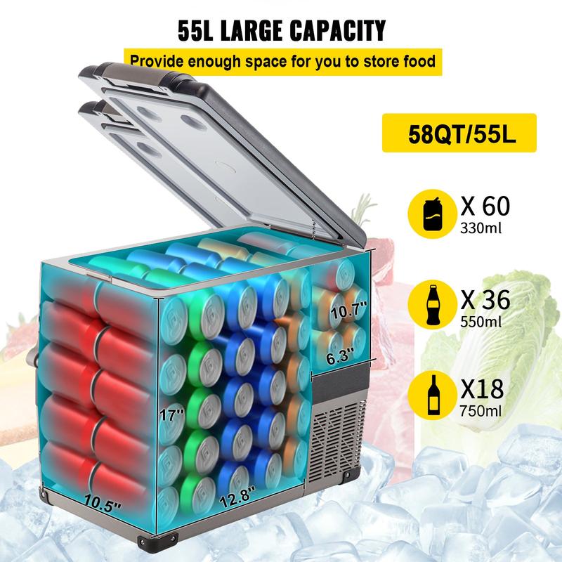 Refrigerador portátil de 12 voltios con enfriamiento rápido y control por aplicación (-4℉~68℉). Nevera para coche con alimentación de 12/24 V CC y 110-240 V CA para viajes, camping y uso doméstico.
