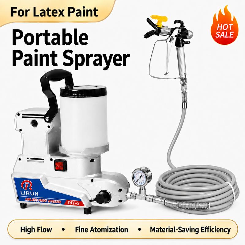 Pulverizador de pintura sin aire portátil, 800 W, 110 V, de alto caudal con salida de 2,5 L/min, 3 ajustes de velocidad y depósito de 2,5 L para paredes, vallas, muebles y pintura látex. Pulverizador de pintura sin aire compacto de alta velocidad, ideal p