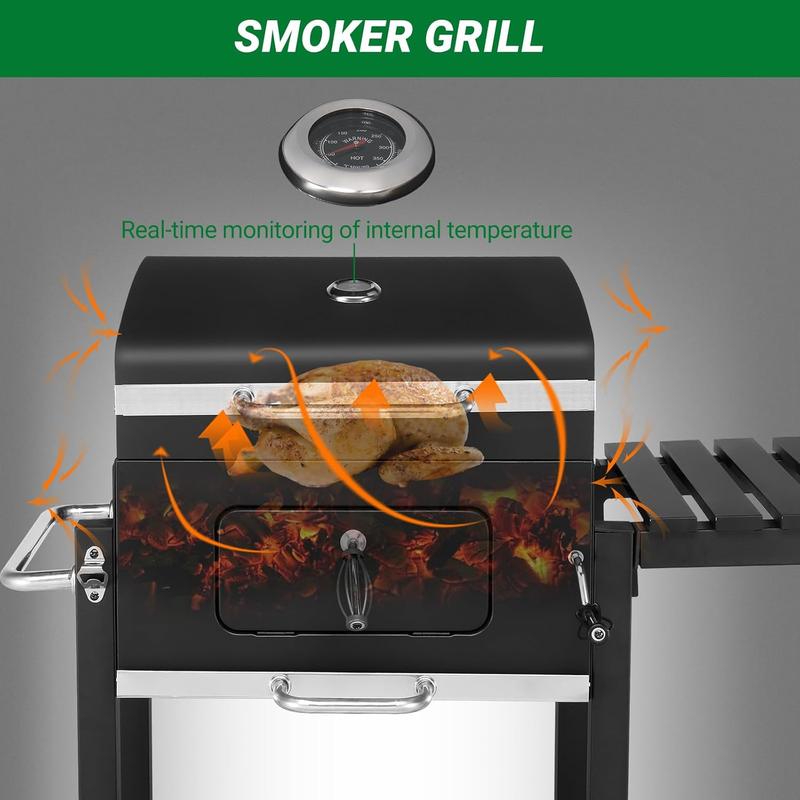 Barbacoa portátil de carbón Ubesgoo de gran tamaño - Área de cocción de 794 pulgadas cuadradas, bandeja de carbón con regulador de calor ajustable, mesa lateral plegable, manivela, ideal para fiestas en patios, jardines y exteriores, y para uso comercial 