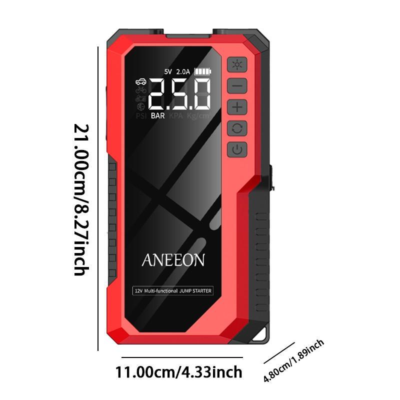 Arrancador portátil para coche de 6400 mAh/8000 mAh con compresor de aire, carga USB rápida, múltiples protecciones de seguridad, incluye cables de arranque #GLOBAL PICKS