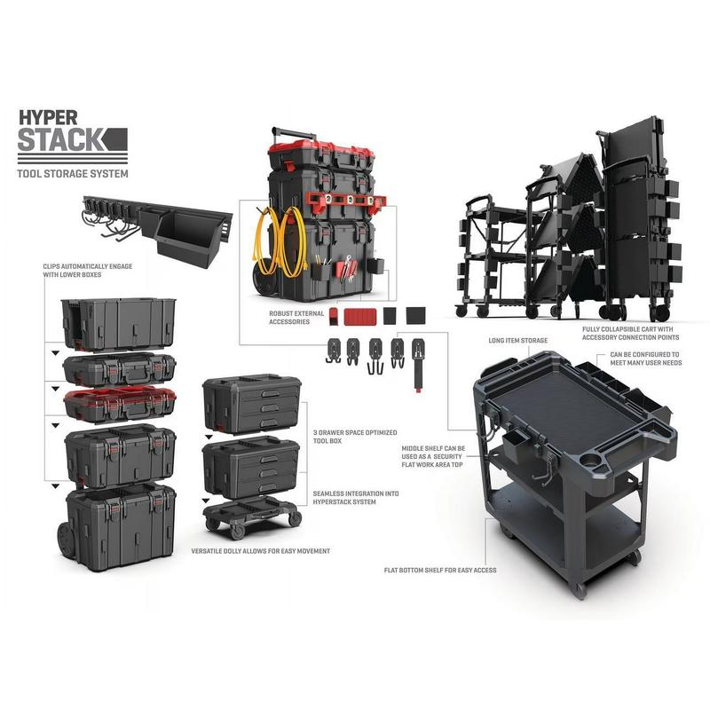 Sistema modular rodante de 3 piezas Hyper Tough Hyper Stack de alta resistencia, color negro.