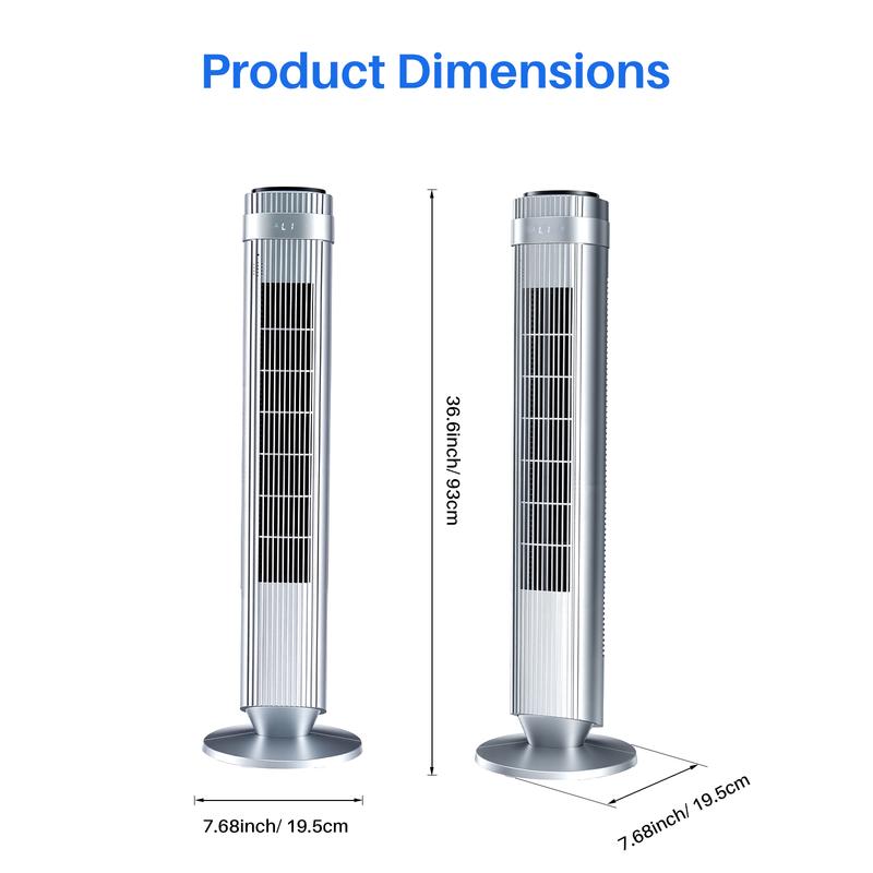 【Nuevo】Ventilador de torre para dormitorio, silencioso, de 28 dB, con temporizador de 12 horas, modo automático inteligente, oscilante de 64°, sin aspas, para el hogar y la oficina.