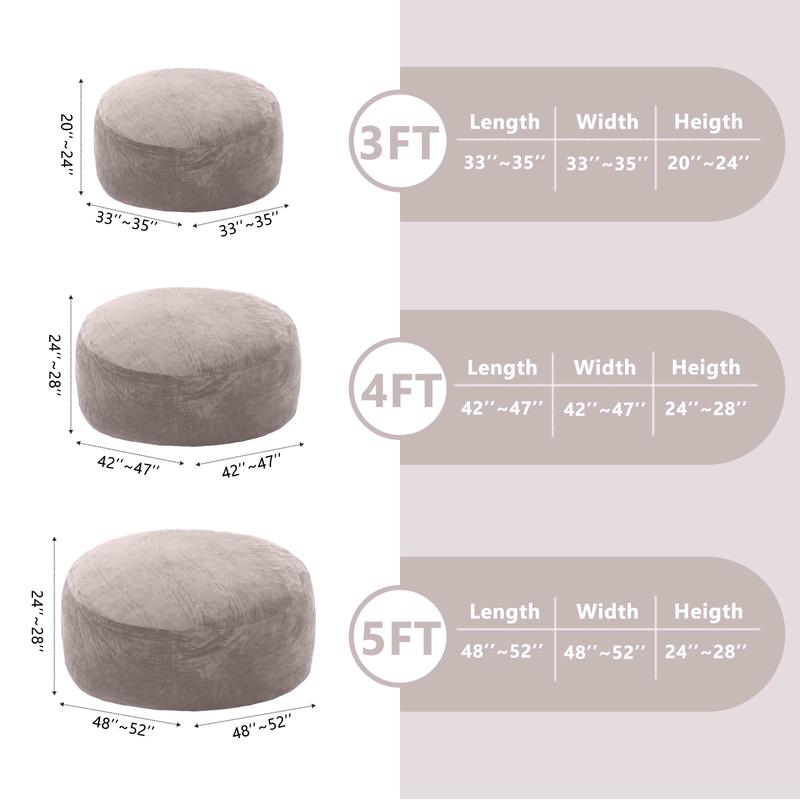 Puf de 3 pies/4 pies/5 pies/Jumbo/7 pies (con relleno) Sofá reclinable Pufs Sillas para adultos Envío gratis Muebles de espuma viscoelástica de alta resiliencia Funda de franela extraíble