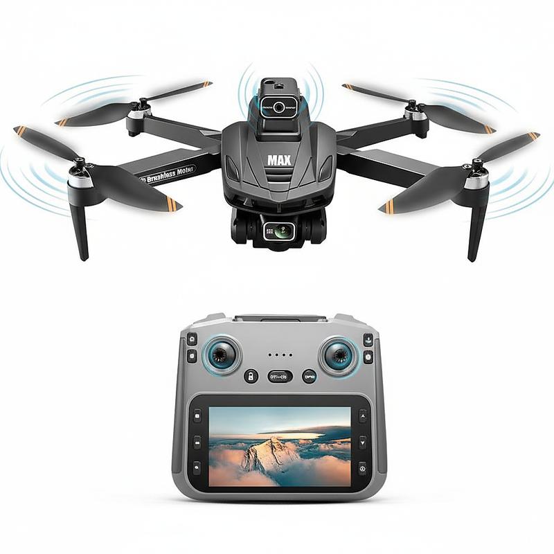 Dron cuadricóptero V168 MAX con GPS, controlador de pantalla 5G, diseño moderno, estructura plegable, evasión de obstáculos en 4 lados, cámaras duales, giro de 360°, control por gestos, vuelo/retorno con un clic, 2 baterías para jugadores aficionados (reg