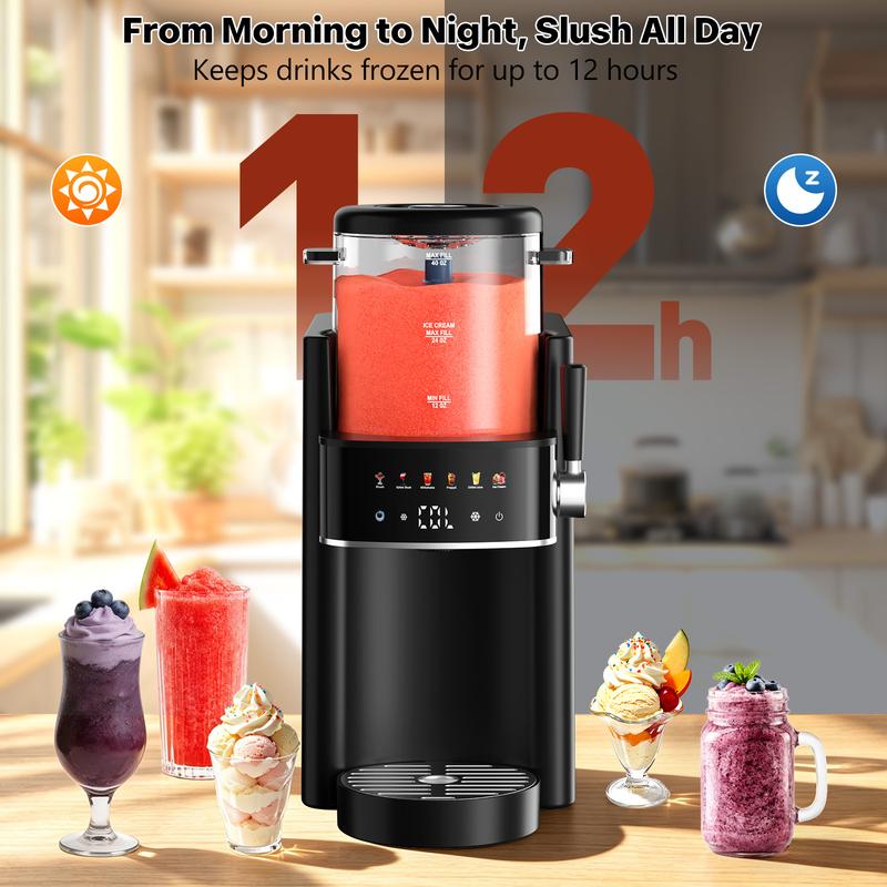 Máquina de granizados y helados S1, máquina para bebidas congeladas sin necesidad de hielo con 6 programas preestablecidos inteligentes, máquina de granizados de mostrador de 1,2 litros para bebidas de verano, margaritas, batidos, frappés, zumos congelado