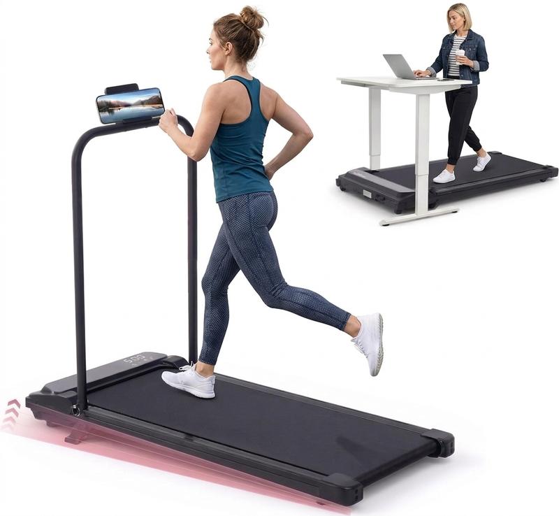 Cinta de correr 3 en 1 para debajo del escritorio con pantalla LED, plataforma plegable para caminar con control remoto y asas, equipo de entrenamiento portátil de 2.5 HP para el hogar y la oficina, cinta de correr para caminar, cinta de correr con contro