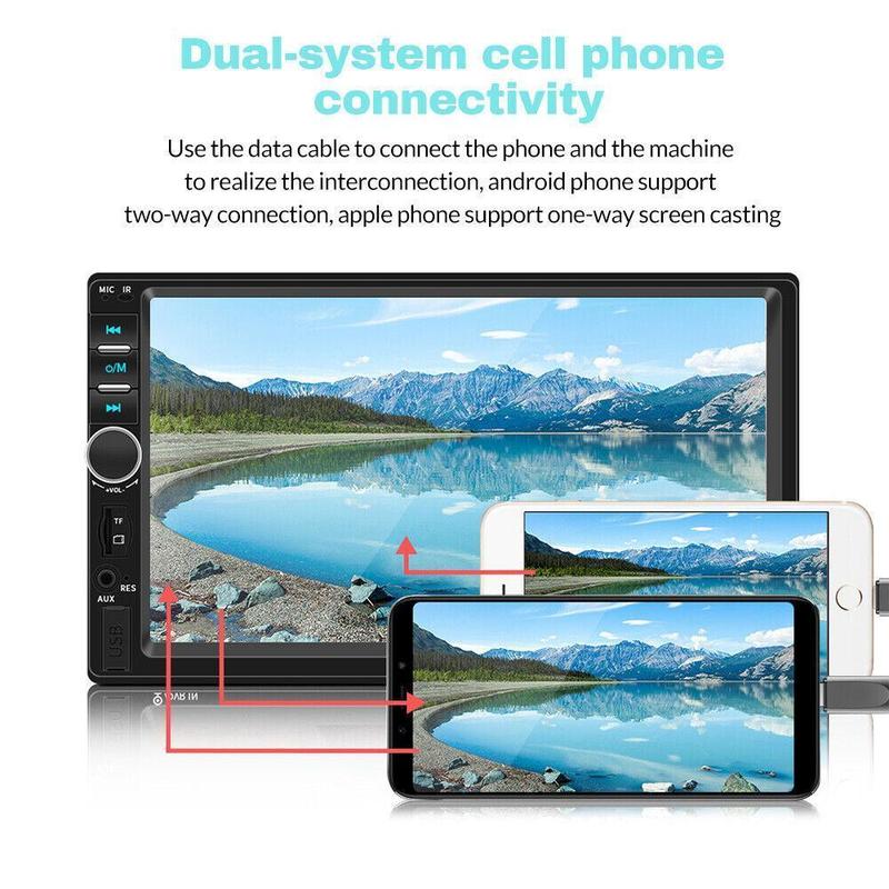 Radio estéreo para coche de 7 pulgadas, doble DIN, con pantalla táctil y cámara de marcha atrás, radio estéreo HD con pantalla táctil, llamadas manos libres Bluetooth, FM, TF, AUX, USB, reproductores de vídeo para coche Outdoorfun, reproductor Android par