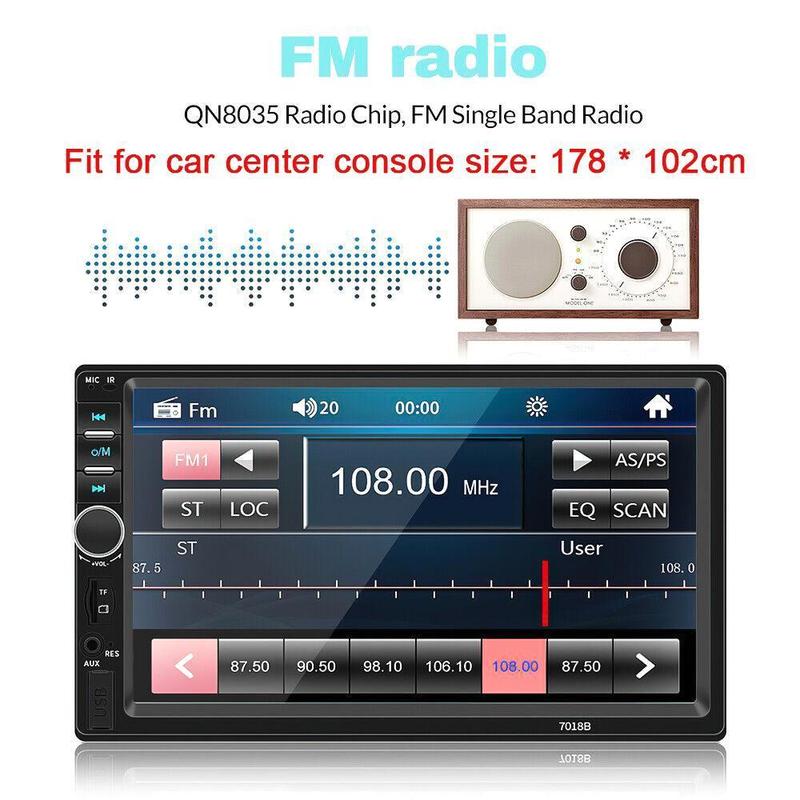 Radio estéreo para coche de 7 pulgadas, doble DIN, con pantalla táctil y cámara de marcha atrás, radio estéreo HD con pantalla táctil, llamadas manos libres Bluetooth, FM, TF, AUX, USB, reproductores de vídeo para coche Outdoorfun, reproductor Android par
