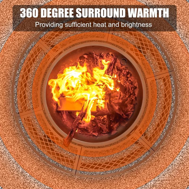 Brasero de exterior de 119 cm con 2 parrillas, brasero de barbacoa extragrande para exteriores, brasero redondo de metal con tapa y atizador, chimenea de exterior de leña 3 en 1 para patio trasero, terraza o fogata.
