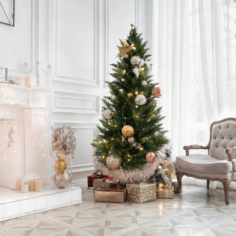 Paquete de 2 plantas artificiales de cedro y ciprés de 3/4/5 pies para decoración de patio, porche delantero, boj, Navidad.