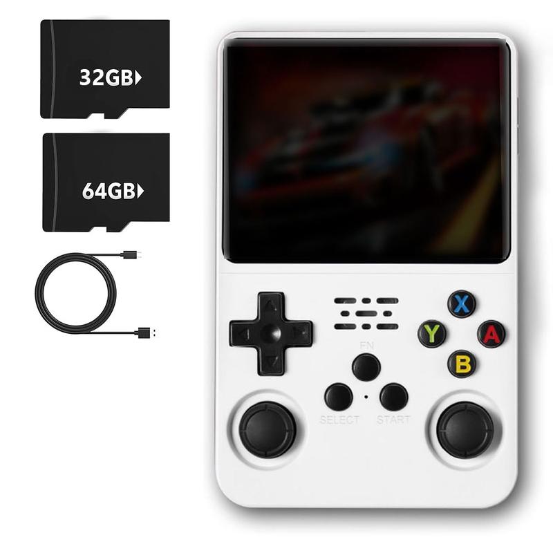 Consola de juegos portátil retro inalámbrica compacta WUDS R36S: pantalla IPS de 3,5 pulgadas, tarjeta TF de almacenamiento ampliable de 32+64 GB con emulador preinstalado, dispositivo arcade Linux, reproductor de vídeo USB, regalo interactivo para hombre