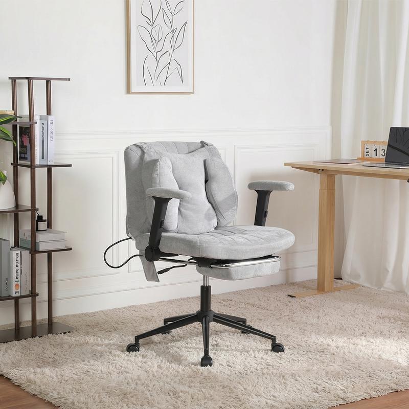 Silla de oficina SOUTTEE con ruedas y reposabrazos, soporte lumbar neumático y reposapiés retráctil, altura ajustable y asiento acolchado ancho. Ideal para oficinas en casa, meditación y vestidores. Artículos esenciales para dormitorios y decoración del h