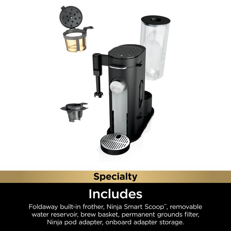 Cafetera Ninja de cápsulas y café molido, color negro - PB051