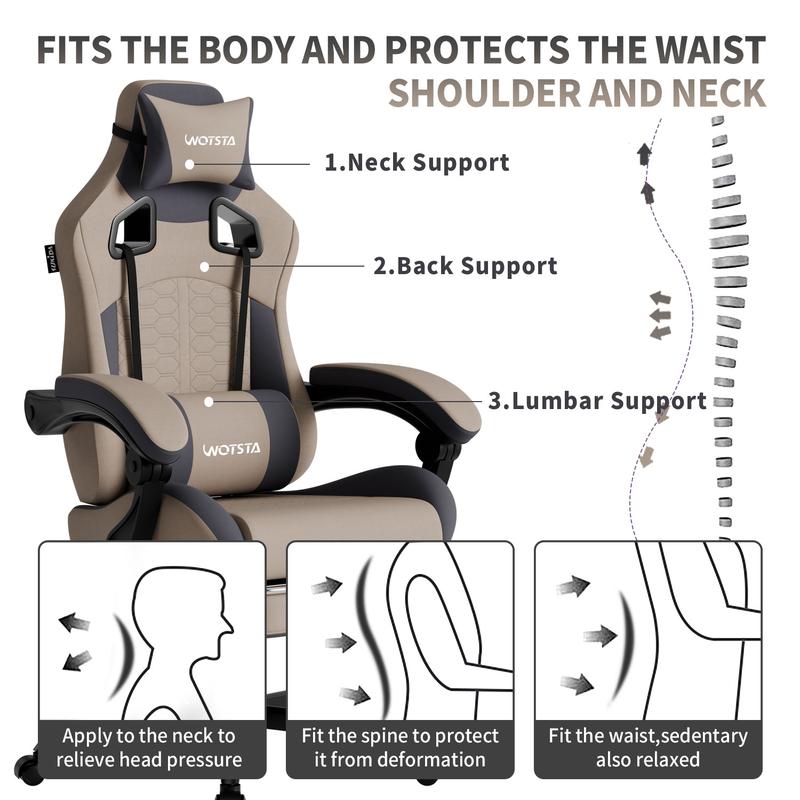 Silla gaming SUIKDA, silla gaming ergonómica de respaldo alto con soporte lumbar y reposabrazos ajustables, giratoria 360°, silla de carreras.