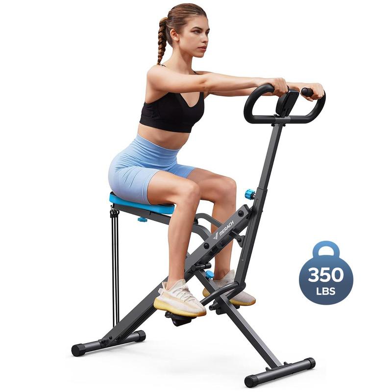 Máquina de remo y sentadillas 2 en 1 Merach, equipo de entrenamiento de glúteos y piernas con resistencia ajustable y monitor LCD, capacidad de 350 libras, ideal para gimnasio en casa para mujeres (Summervibes).
