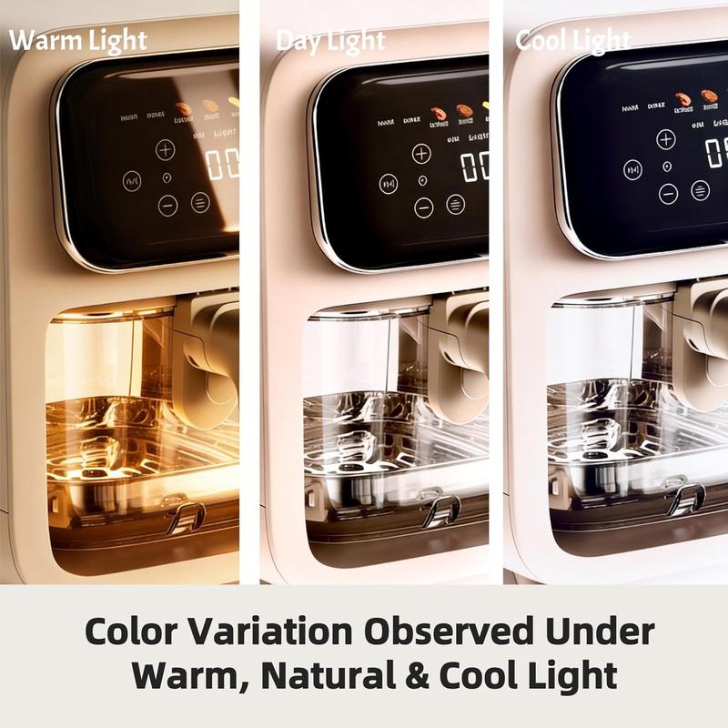 Freidora de aire de vidrio no tóxico de 4,2 cuartos de galón - Vidrio templado de 5 mm, tecnología Air Crisp de 400 °F, apta para lavavajillas, olla multifuncional, electrodomésticos de cocina color marfil
