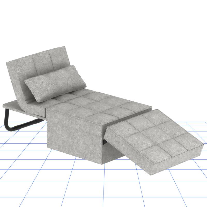 Sofá cama convertible con respaldo ajustable en 5 niveles, otomana tapizada multifuncional, sofá tapizado ajustable, muebles para sala de estar (gris, compatible con camas).
