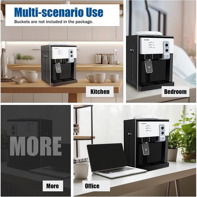 Dispensador de agua de carga superior, dispensador eléctrico de agua fría y caliente de escritorio con 3 ajustes de temperatura, dispensador de agua de encimera de 1.1 a 5 galones para el hogar, la oficina o el dormitorio.