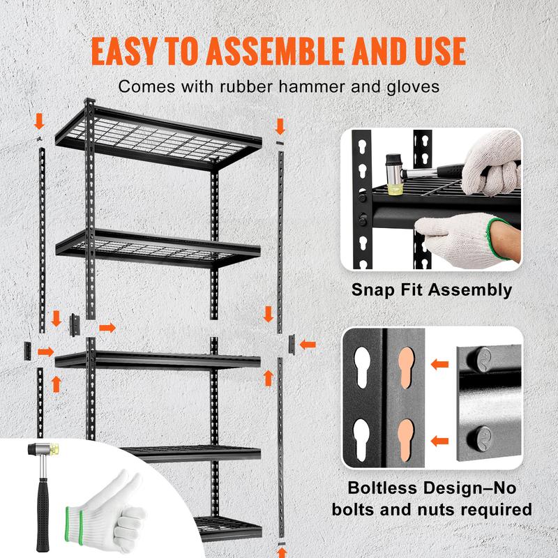 Estantería de almacenamiento ajustable de 5 niveles, capacidad de 907 kg, estantes metálicos resistentes para garaje, organizador de alambre, color negro, 91 cm de largo x 41 cm de ancho x 183 cm de alto para cocina, despensa, sótano, baño y lavandería.